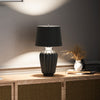 Bexley Table Lamp in Satin Black with Polished Nickel Metalwork