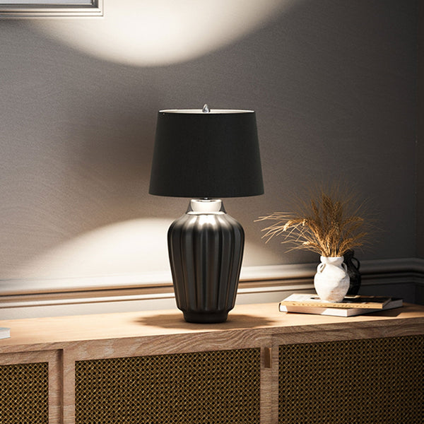 Bexley Table Lamp in Satin Black with Polished Nickel Metalwork