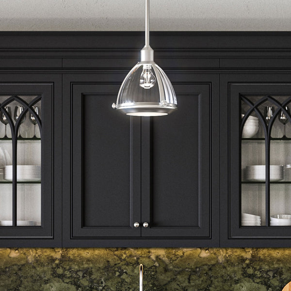 Elroy Single Pendant in Brushed Nickel with Ribbed Glass Design