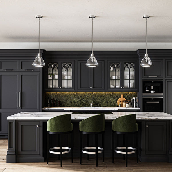 Elroy Single Pendant in Brushed Nickel with Ribbed Glass Design