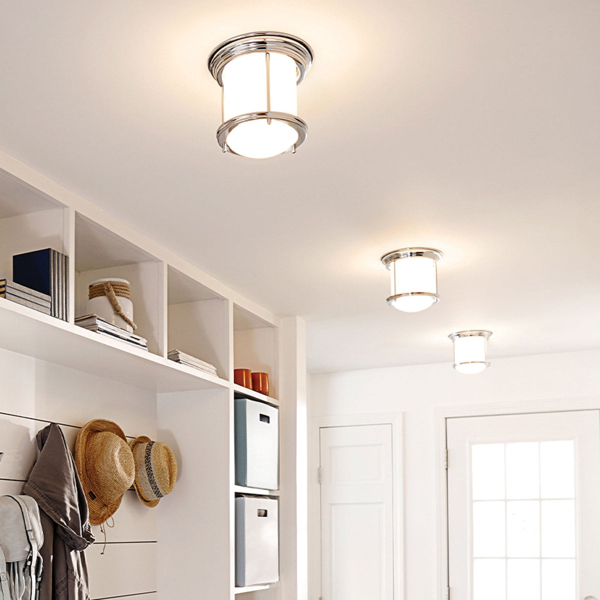Hadrian Mini IP44 Ceiling Light in Chrome & Opal Glass