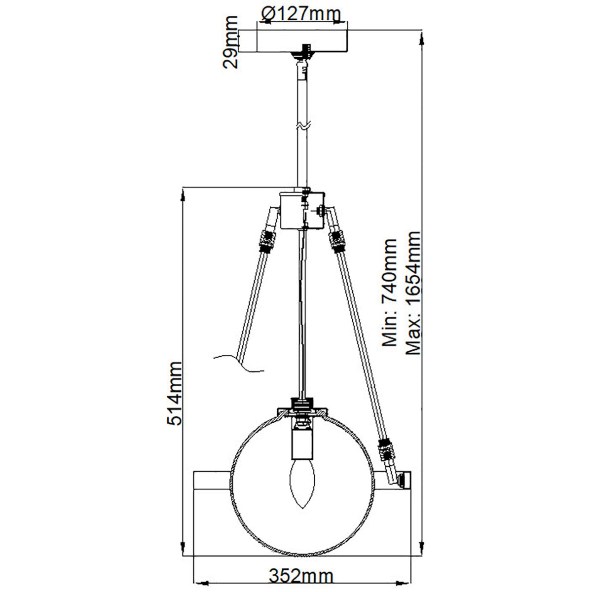 Harper Single Pendant in Polished Nickel & Smoked Glass