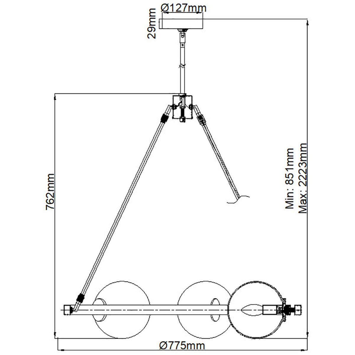Harper Five Light Chandelier in Polished Nickel & Smoked Glass