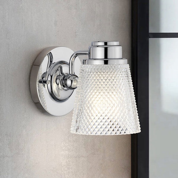 Hudson IP44 Single Arm Wall Light in Polished Chrome