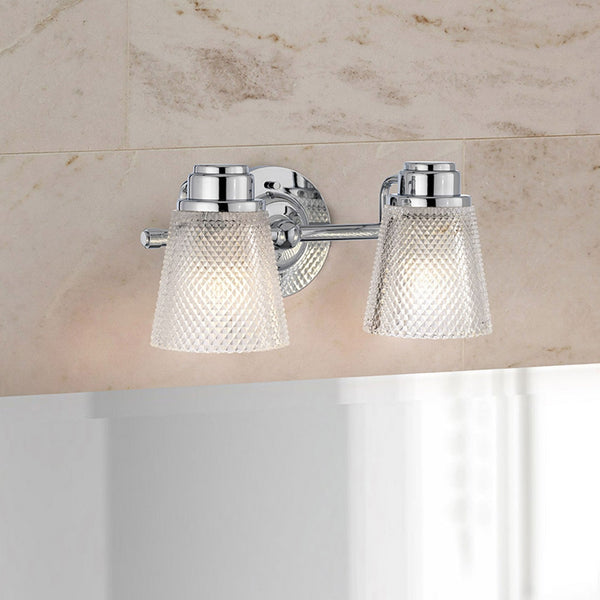 Hudson IP44 Two Arm Wall Light in Polished Chrome