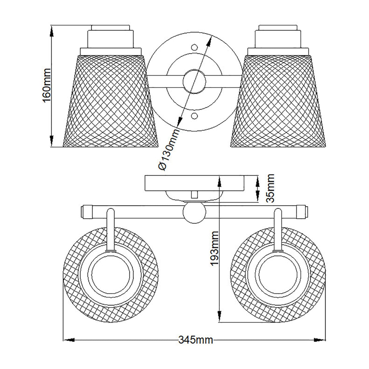 Hudson IP44 Two Arm Wall Light in Polished Chrome