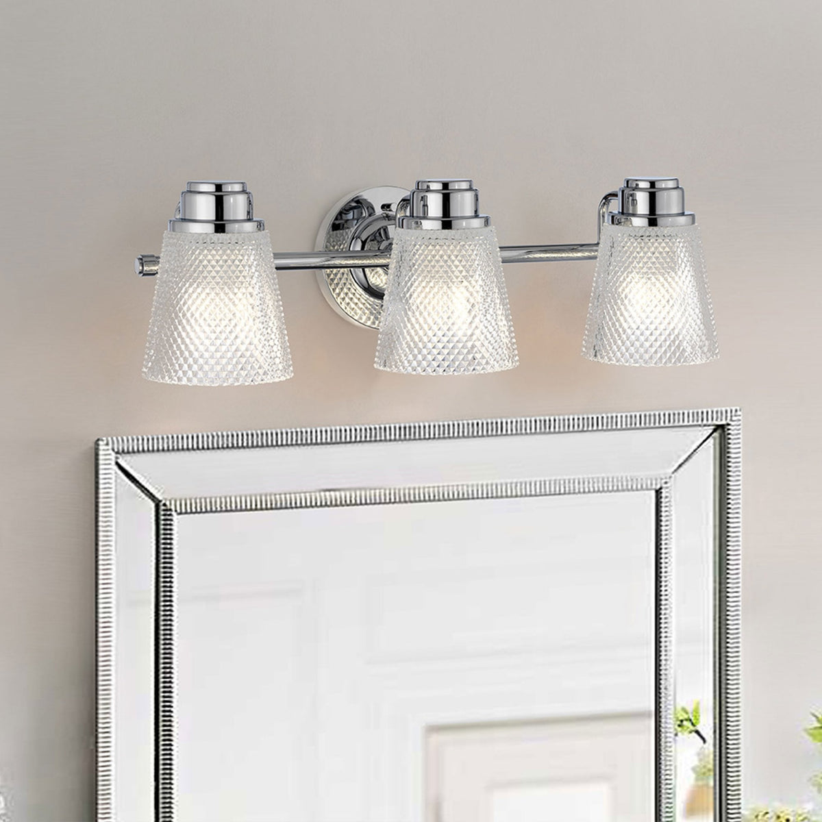 Hudson IP44 Three Arm Wall Light in Polished Chrome