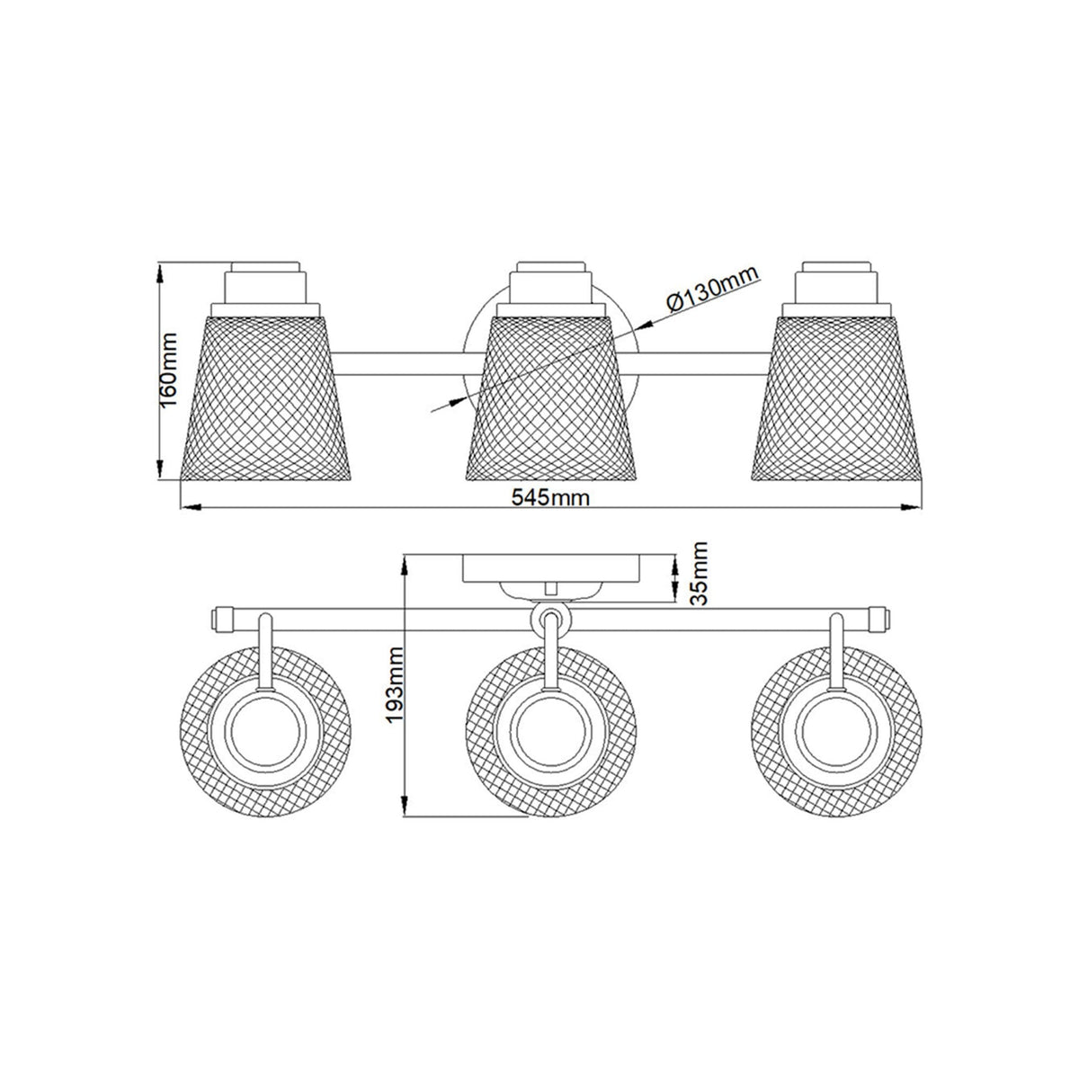Hudson IP44 Three Arm Wall Light in Polished Chrome