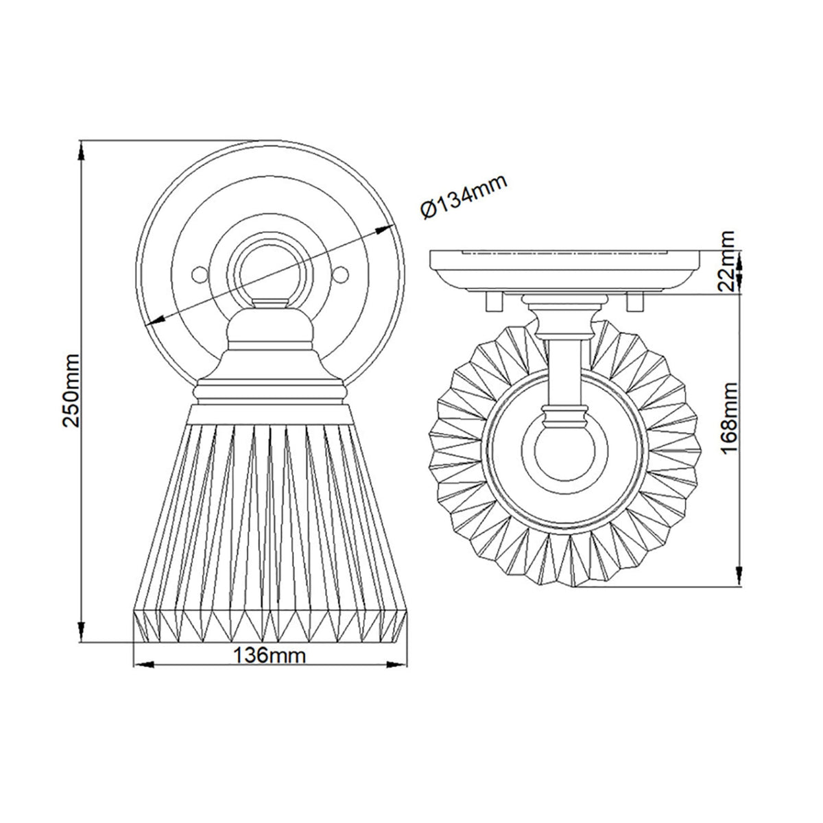 Keynes IP44 Single Lamp Wall Light in Polished Chrome