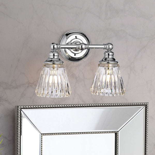 Keynes IP44 Two Lamp Wall Light in Polished Chrome