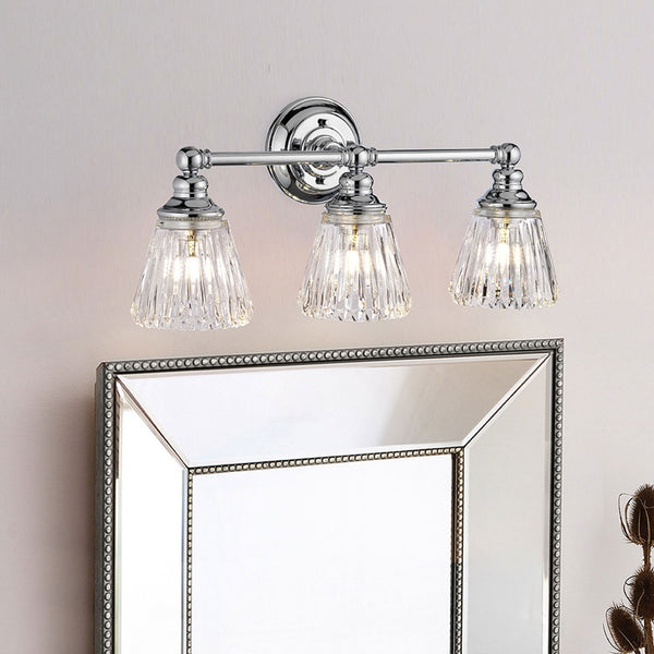 Keynes IP44 Three Lamp Wall Light in Polished Chrome