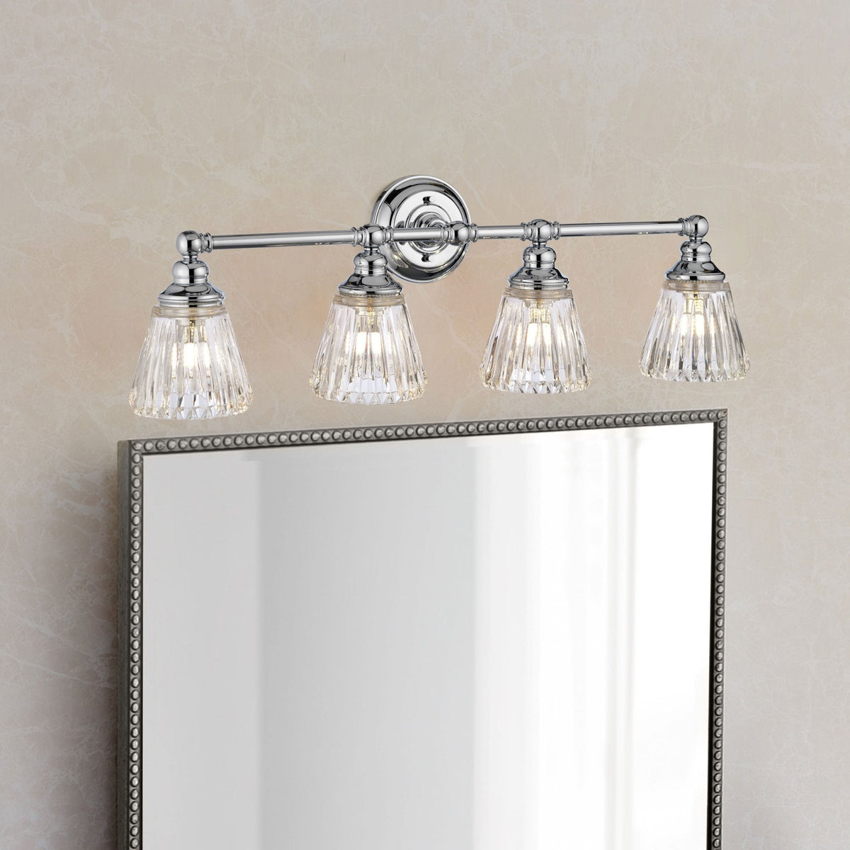 Keynes IP44 Four Lamp Wall Light in Polished Chrome