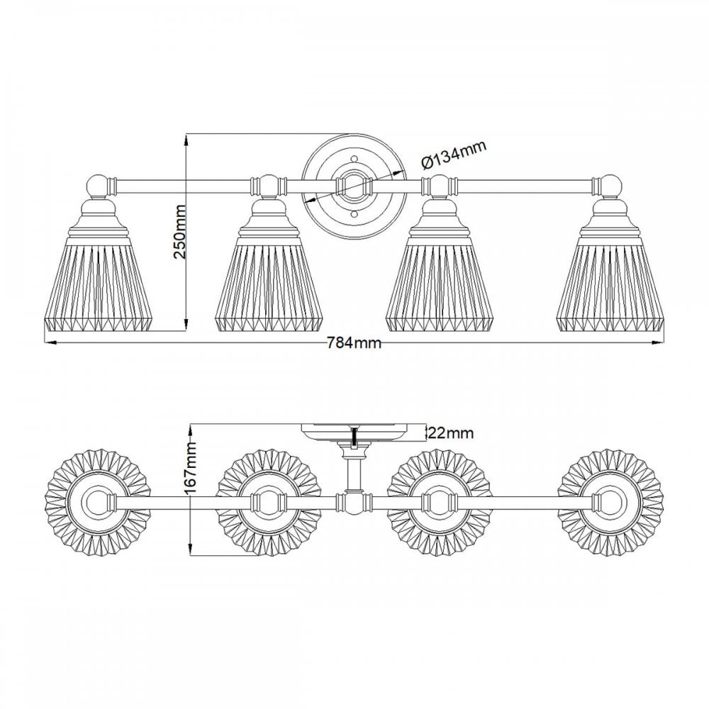 Keynes IP44 Four Lamp Wall Light in Polished Chrome