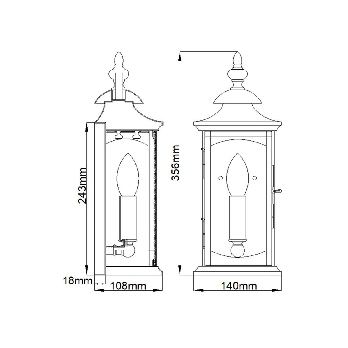 Market Square IP44 Exterior Small Wall Light in Oil Rubbed Bronze Finish
