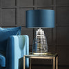 Milne Dual Lit Hand Blown Clear Glass Table Lamp with Teal Shade