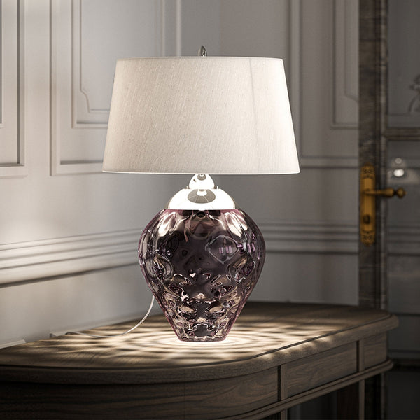 Samara Dual Lit Table Lamp with Hand Blown Plum Tinted Glass
