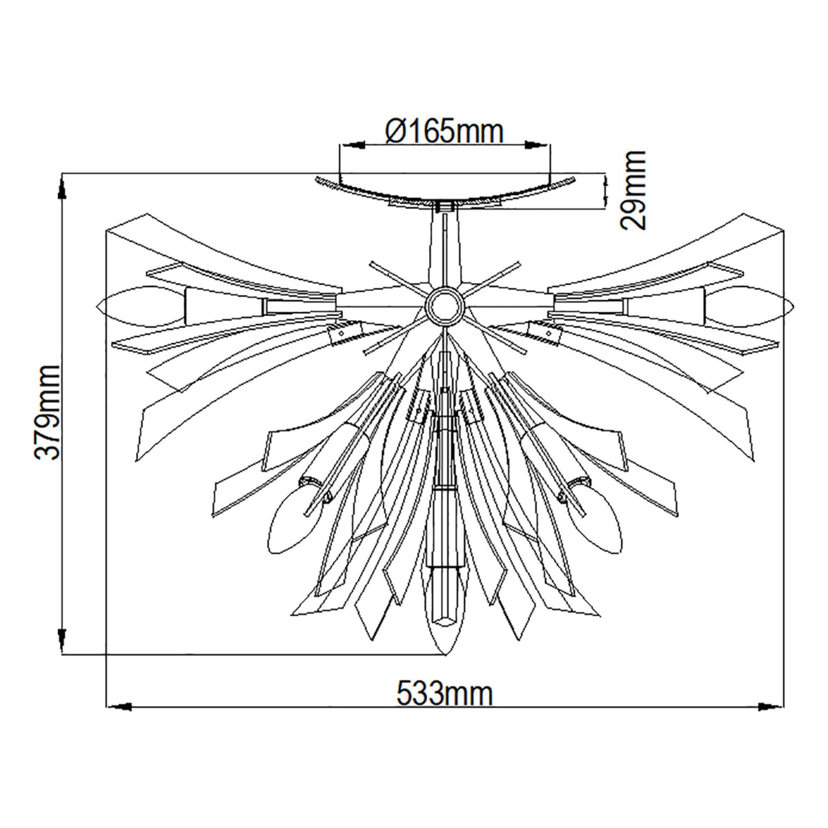 Vida Nine Light Semi Flush Ceiling Light in Burnished Gold