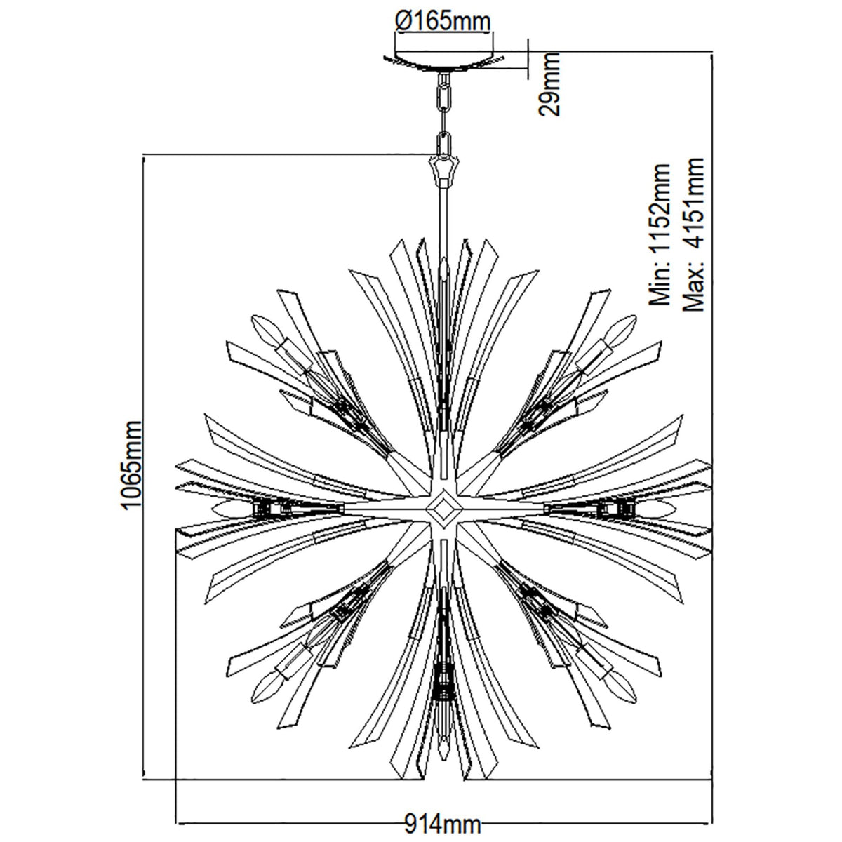 Vida Thirteen Light Large Pendant in Burnished Gold