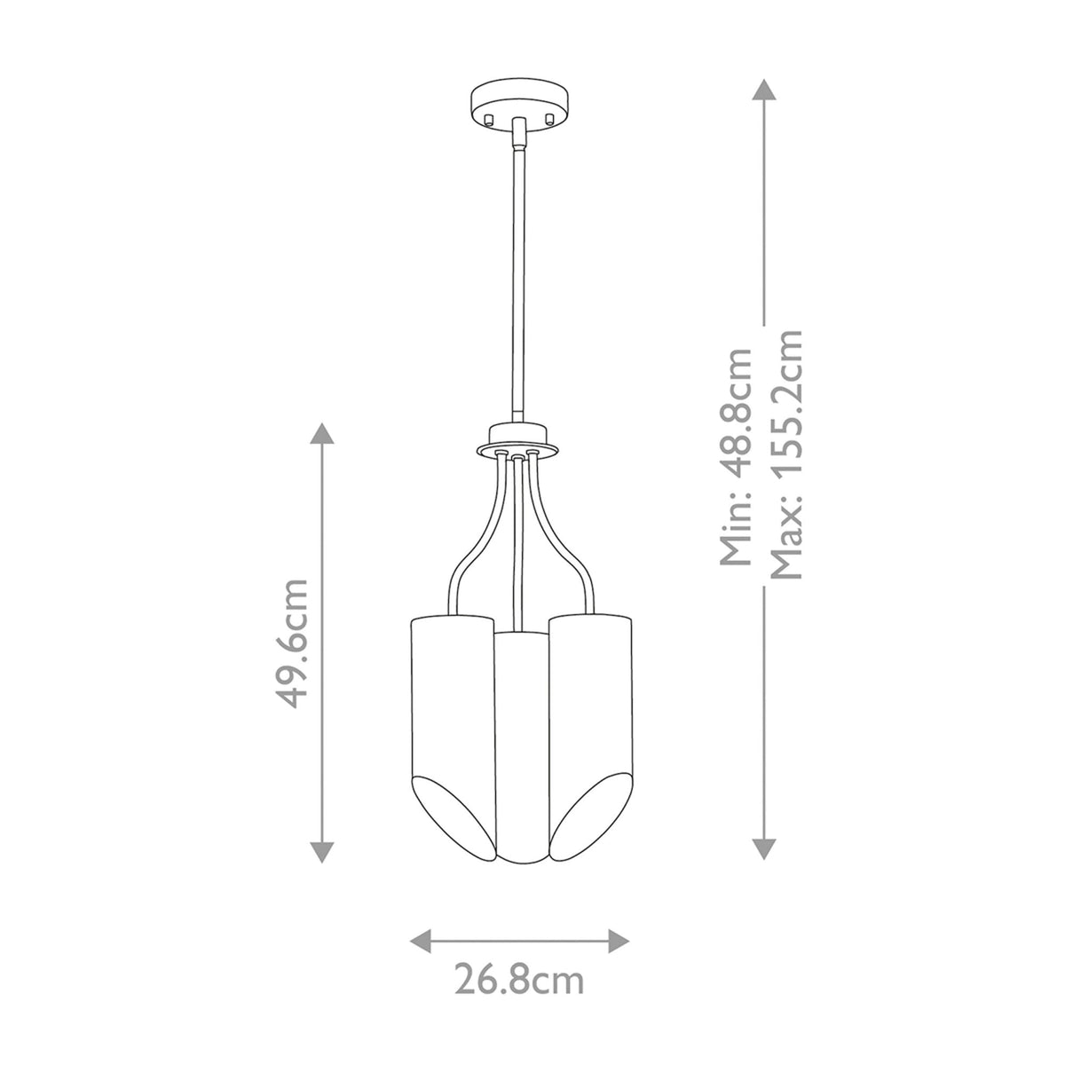 Quinto 3 Light Chandelier in Dark Grey & Polished Nickel