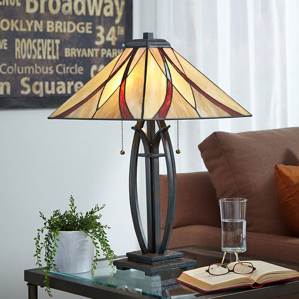 Tiffany Asheville Table Lamp in Valiant Bronze