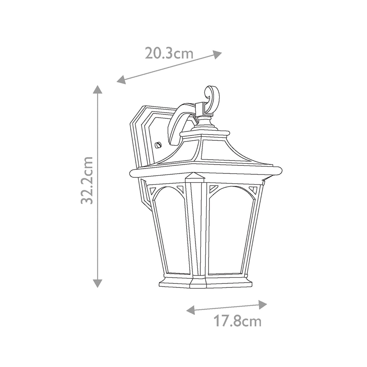 Bedford 1 Light Small Wall Lantern in Mystic Black