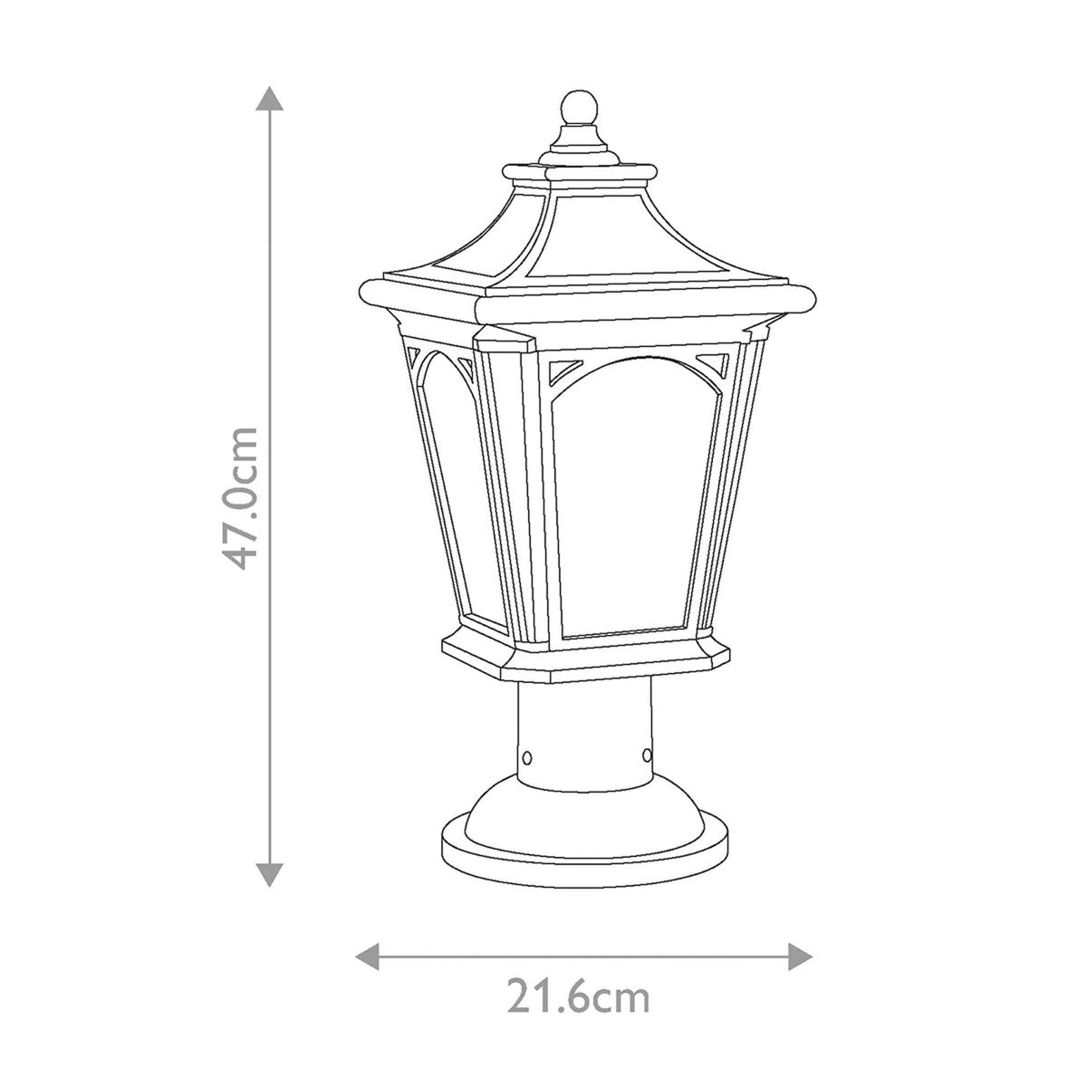 Bedford 1 Light Medium Pedestal Lantern in Mystic Black