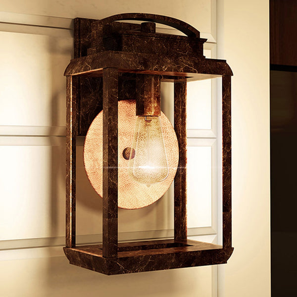 Byron Single Medium Wall Lantern in Imperial Bronze with Copper Reflector