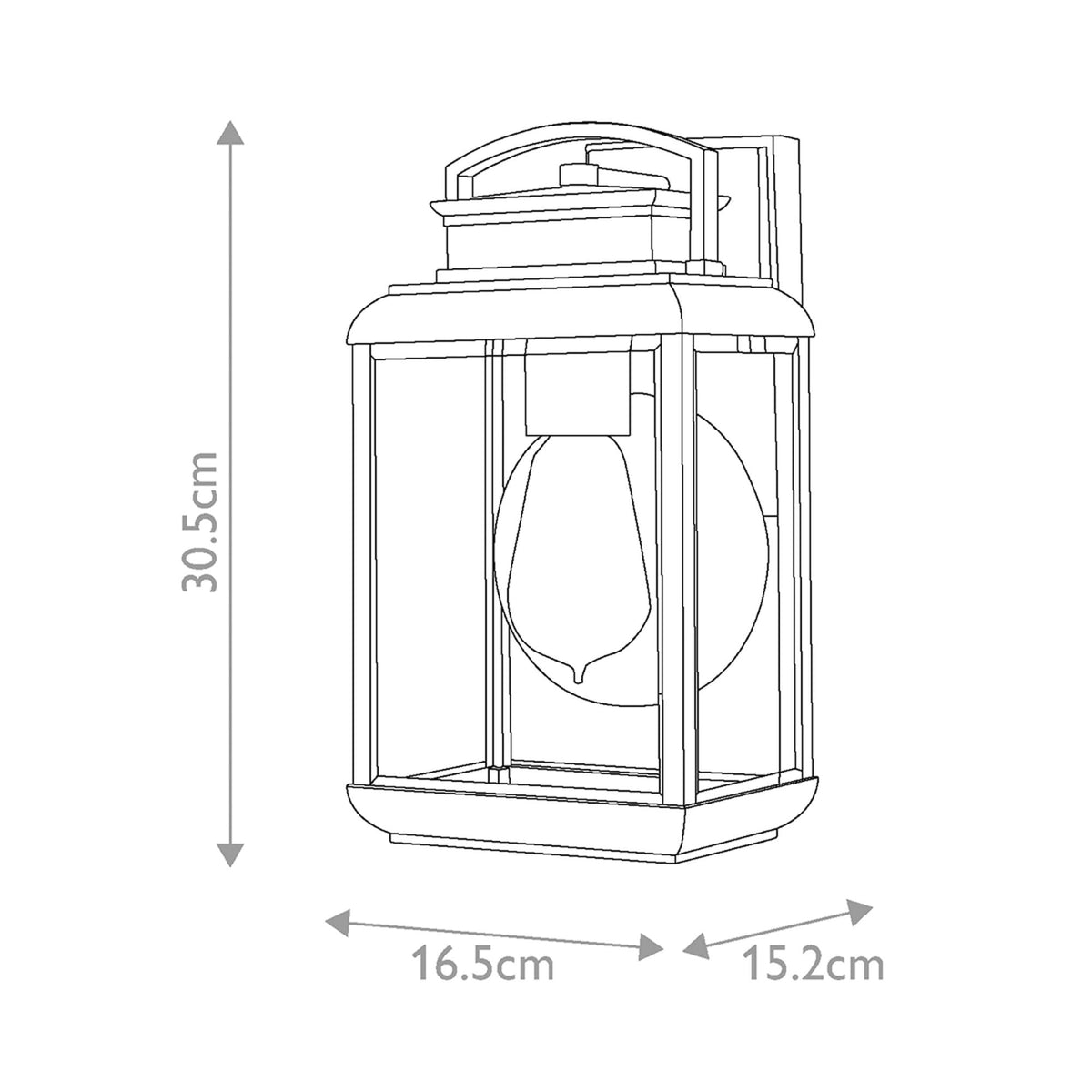 Byron Single Small Wall Lantern in Imperial Bronze with Copper Reflector