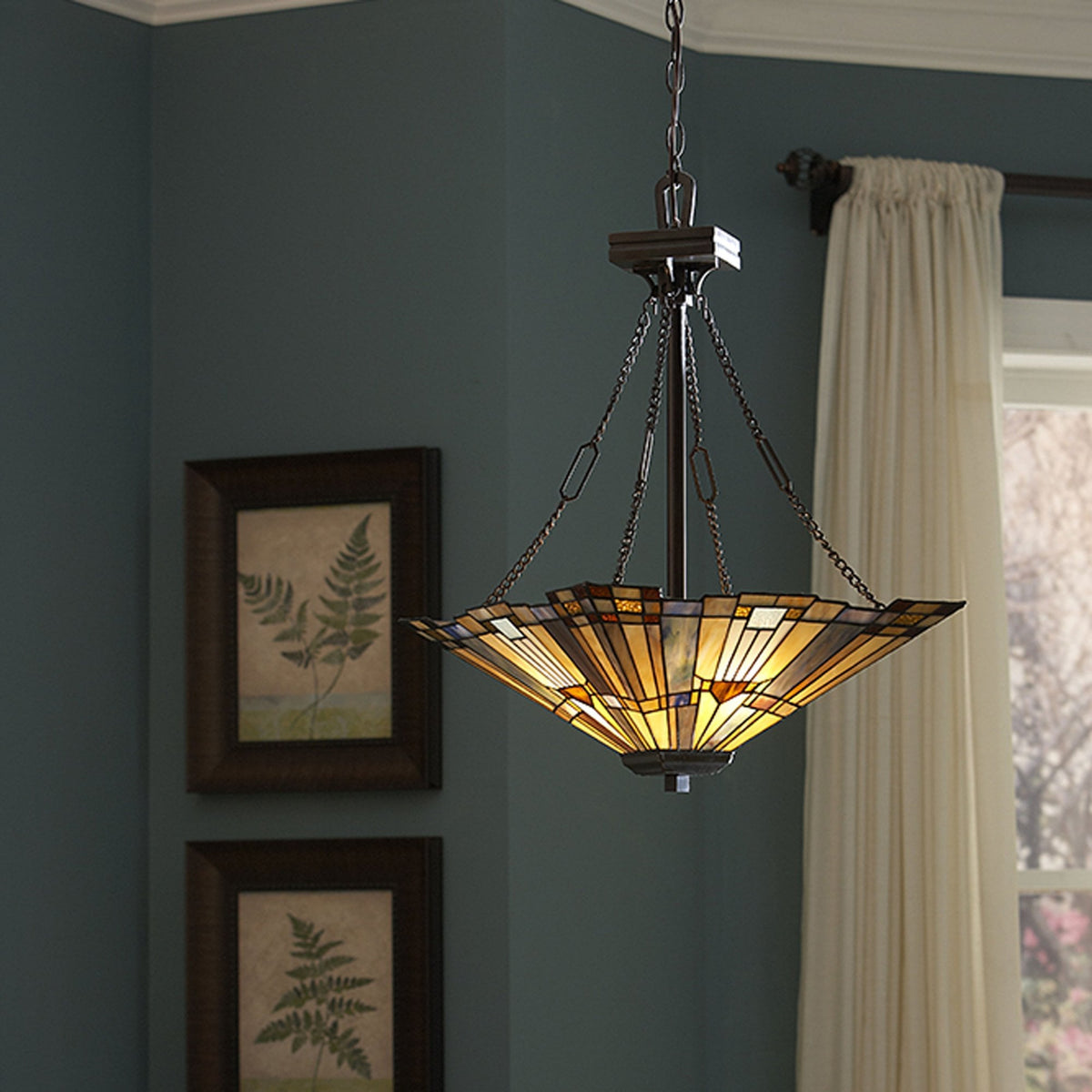 Tiffany Inglenook Ceiling Pendant Up Light