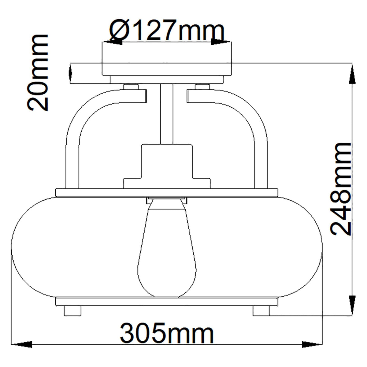 Trilogy Small Semi-Flush in Old Bronze