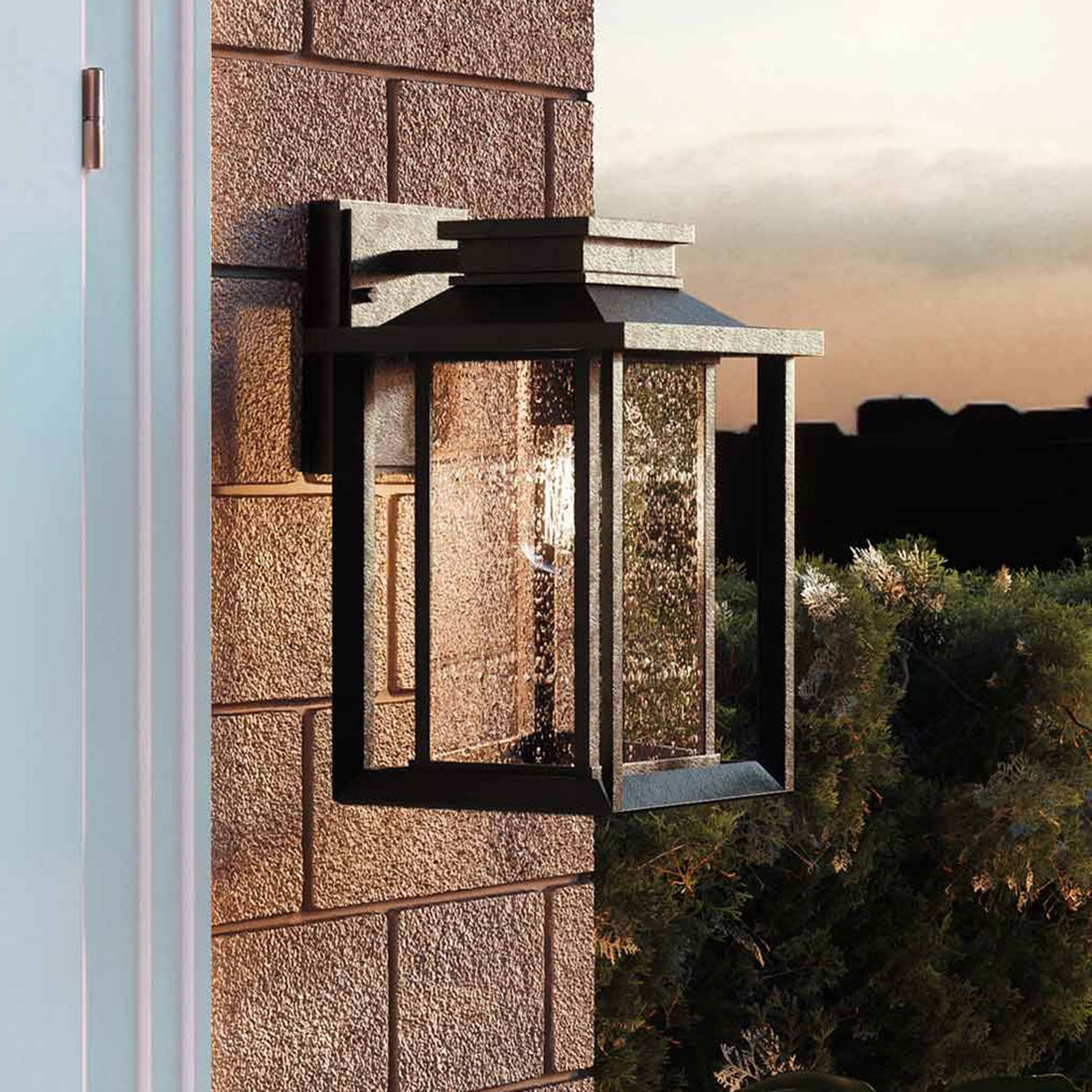 Wakefield Coastal Medium Wall Light in Earth Black with Clear Seeded Glass