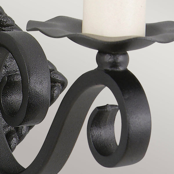 Rectory Scroll Single Wall Light in Wrought Iron