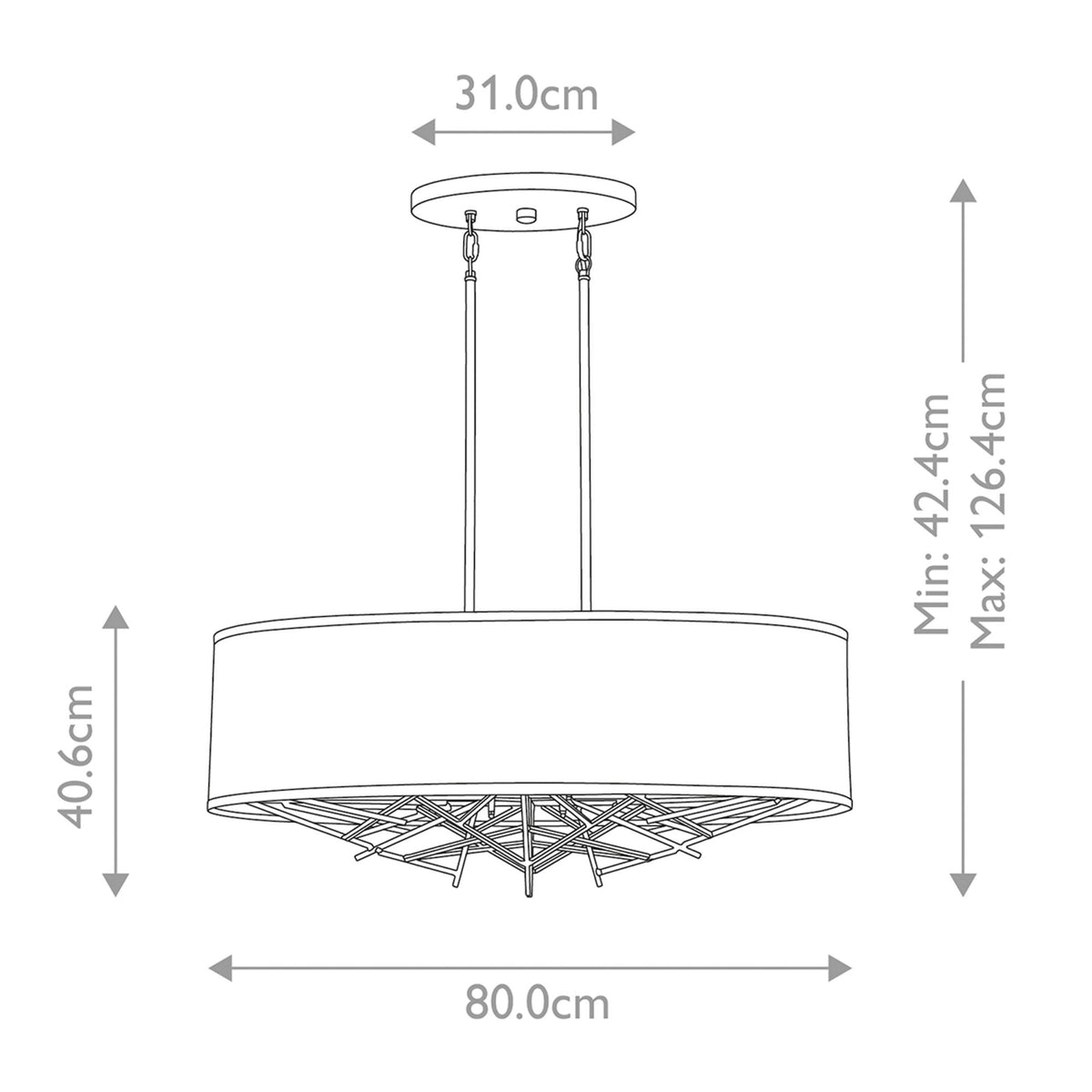 Taiko Five Lamp Linear Pendant in Old Bronze & Oatmeal Shade