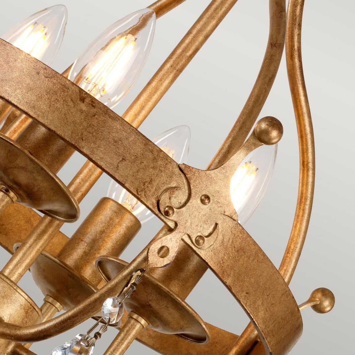 Windsor Four Light Pendant Chandelier in Gold Patina