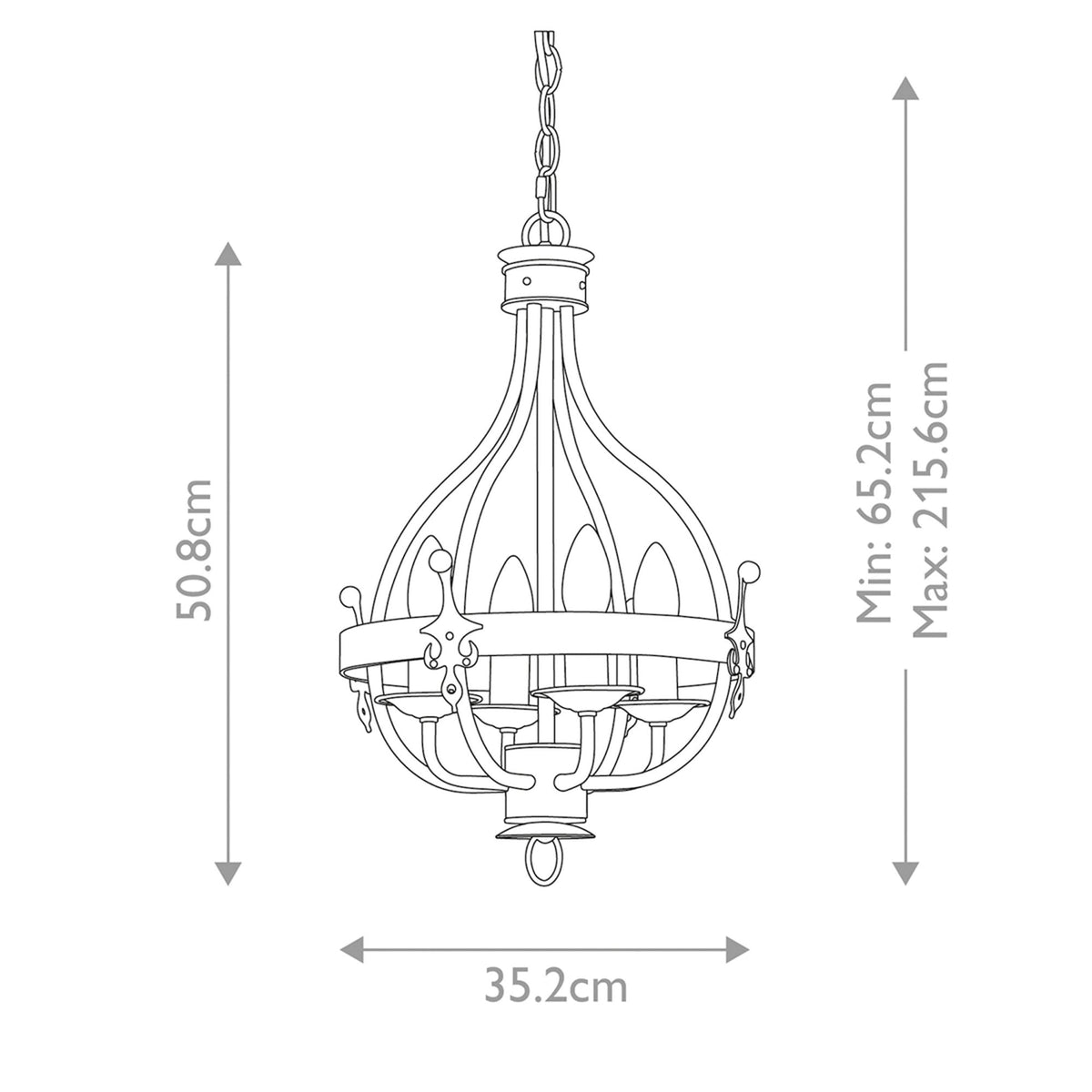 Windsor Four Light Pendant Chandelier in Graphite