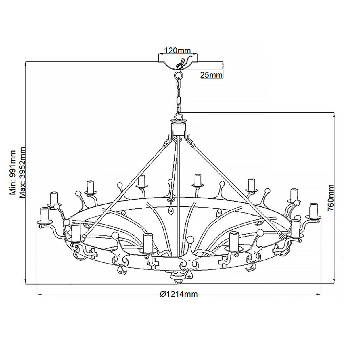Windsor Twelve Light Chandelier in Graphite