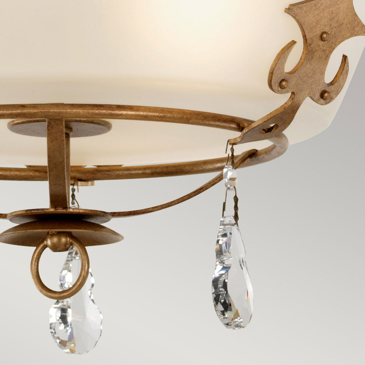 Windsor Three Light Semi Flush Pendant Light in Gold Patina