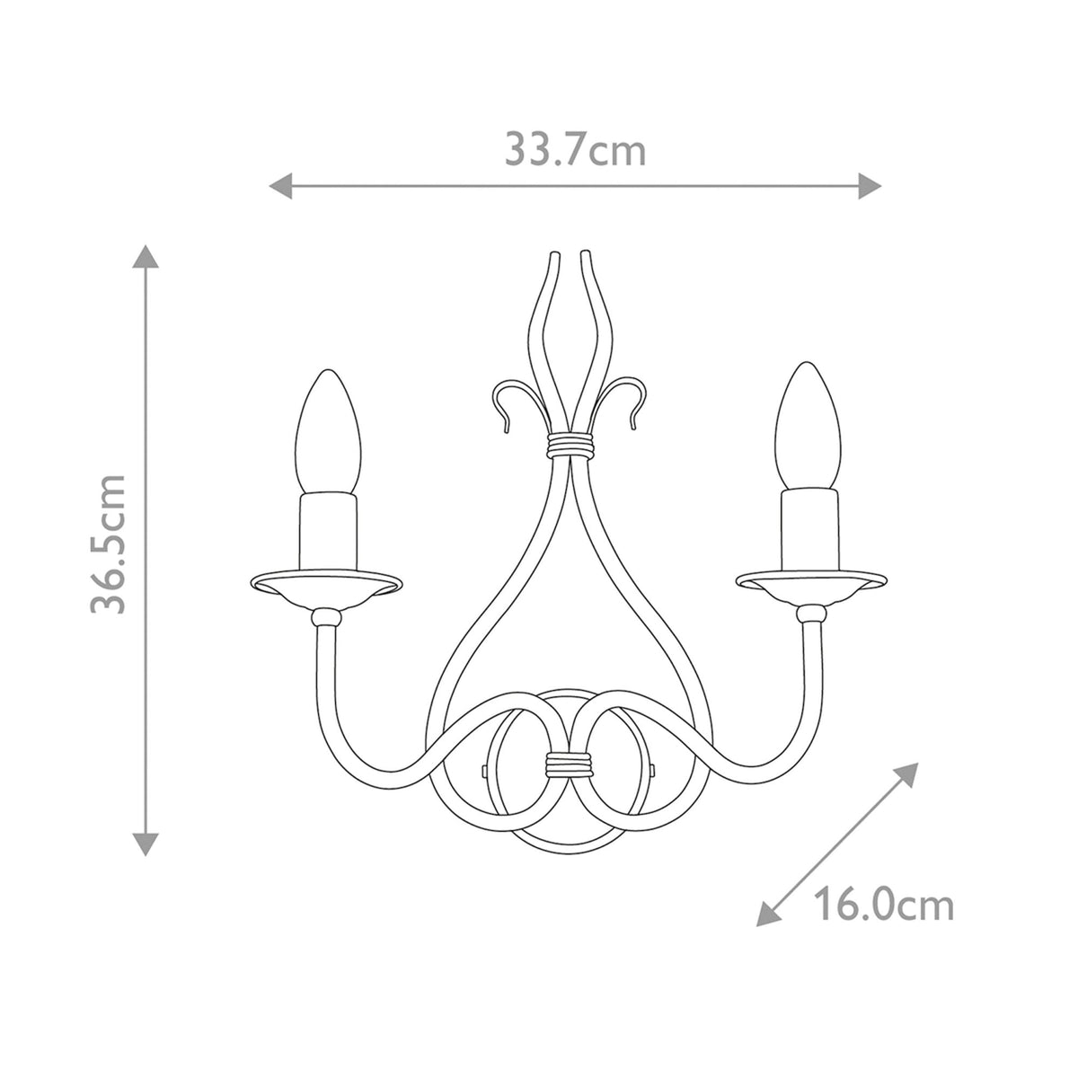 Windermere Twin Wall Light in Rust & Gold Patina