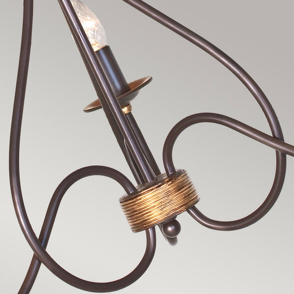 Windermere Three Light Chandelier in Rust & Gold Patina