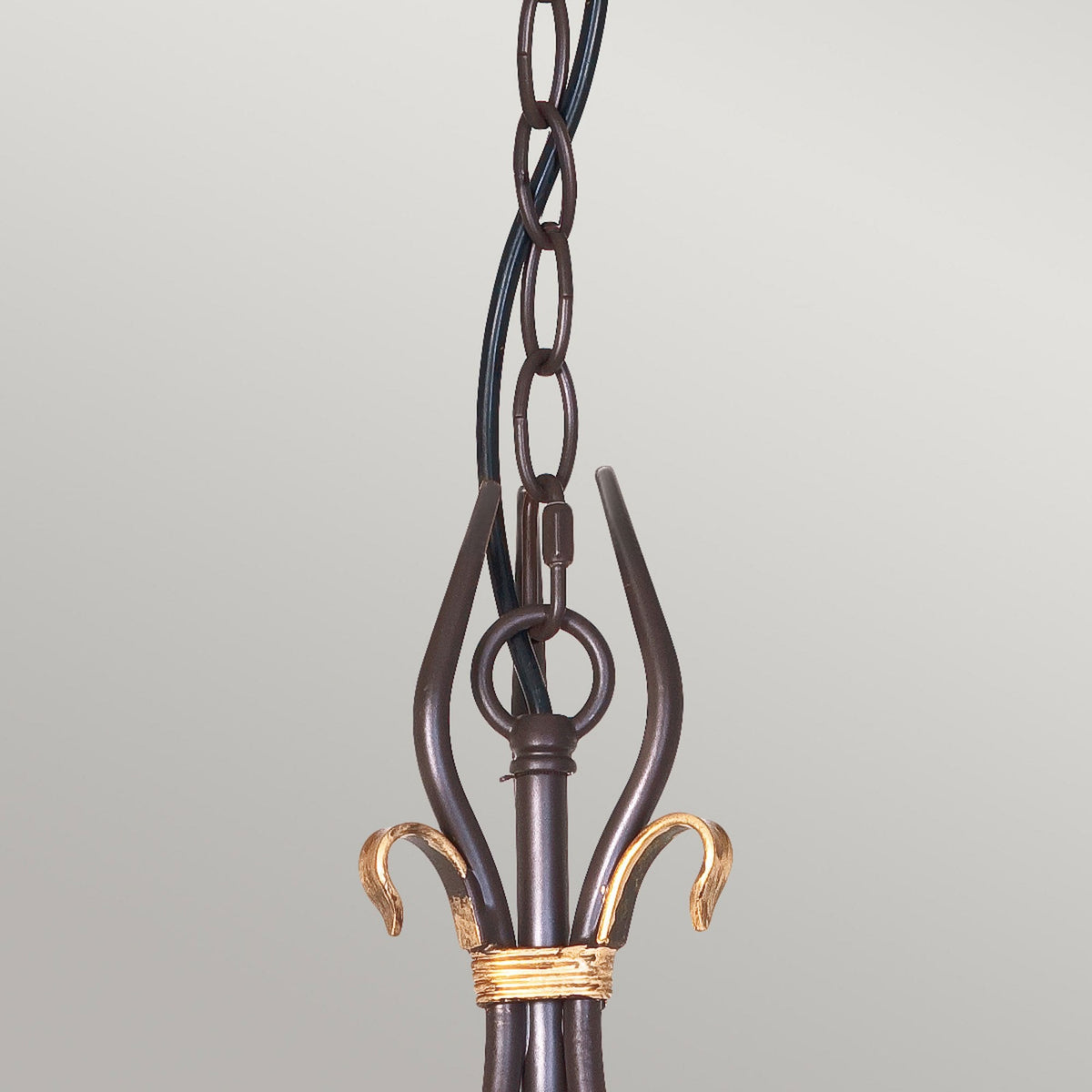 Windermere Three Light Chandelier in Rust & Gold Patina