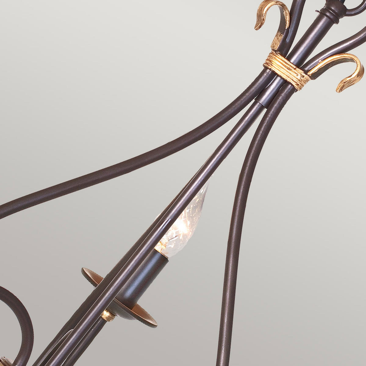 Windermere Three Light Chandelier in Rust & Gold Patina