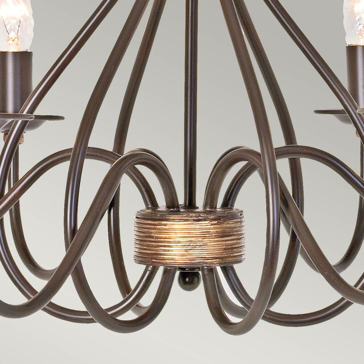 Windermere Six Light Chandelier in Rust & Gold Patina