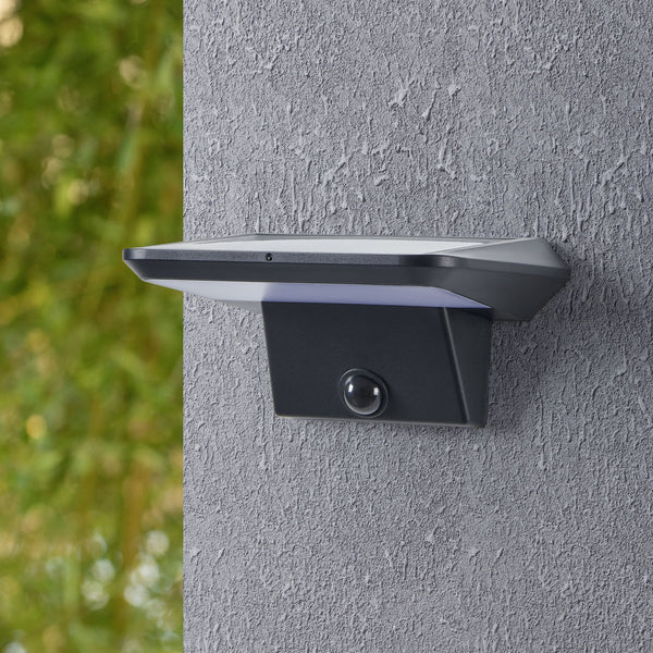 Porrassa Solar PIR Motion Sensor Outdoor LED Light in Black