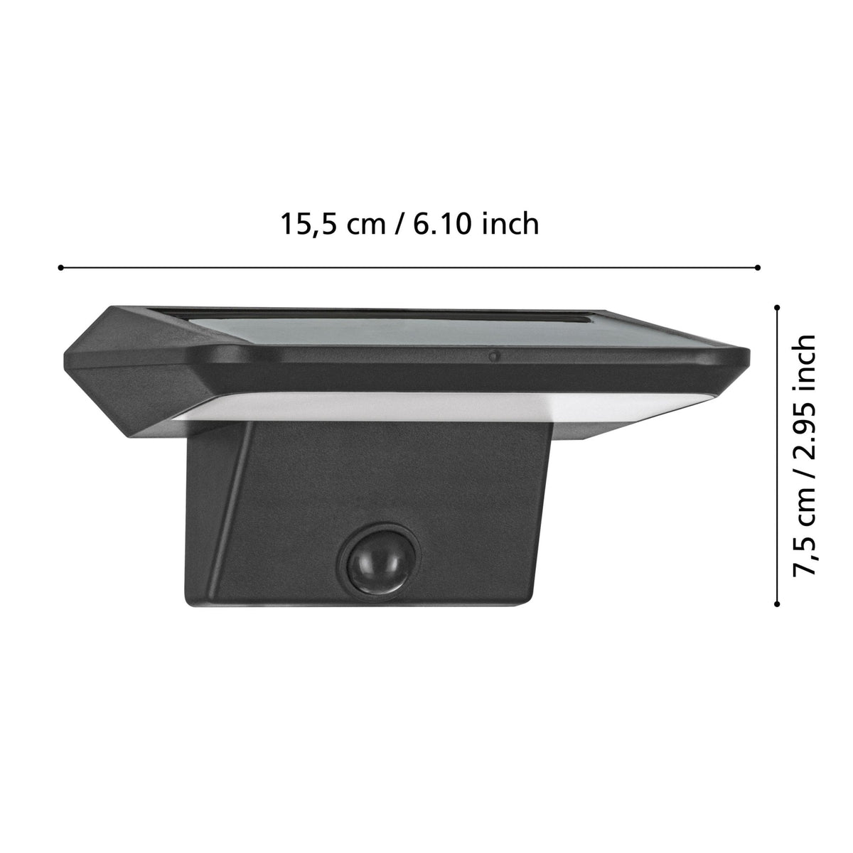 Porrassa Solar PIR Motion Sensor Outdoor LED Light in Black