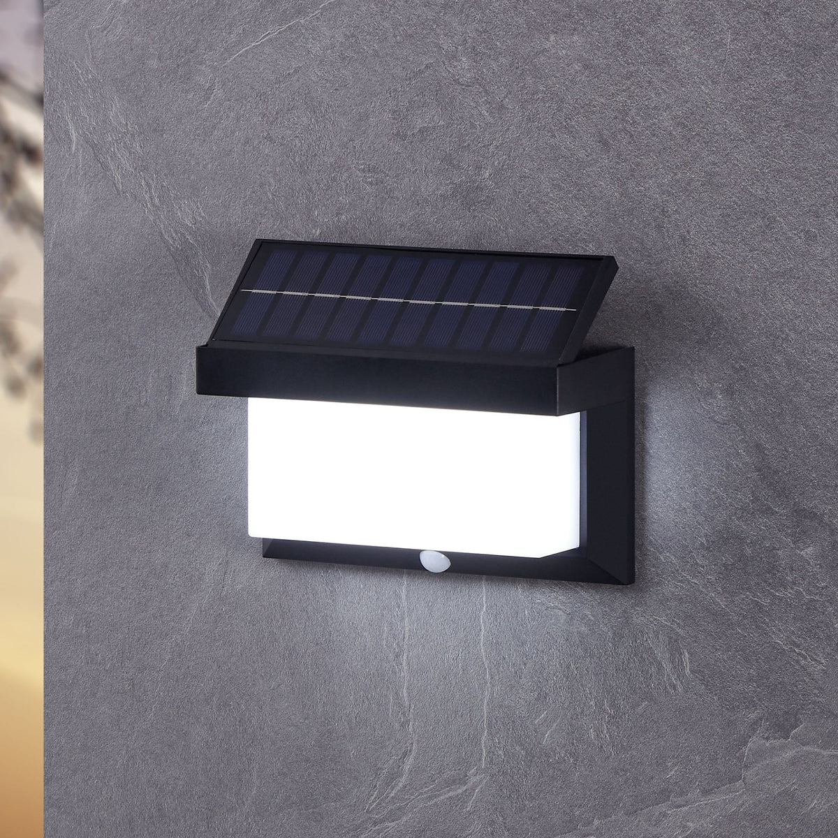 Utrera Solar PIR Motion Sensor Outdoor LED Light in Black