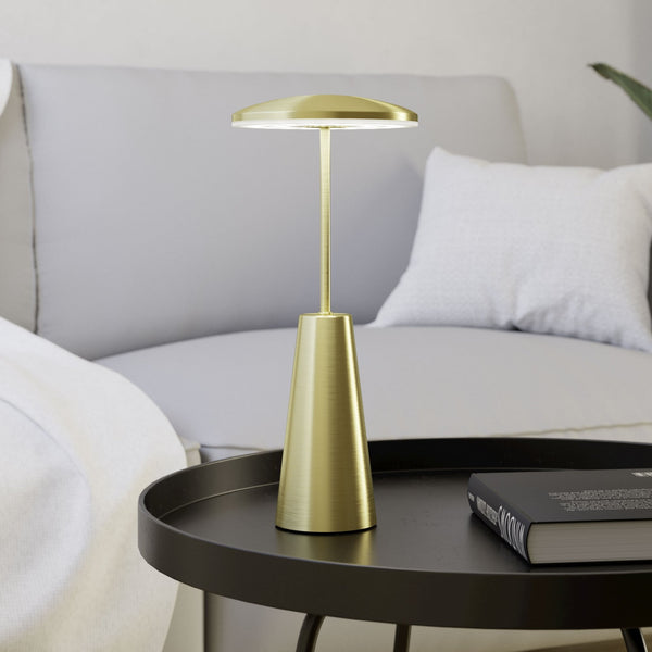 Piccola Battery Operated Rechargeable Dimmable CCT LED Table Light in Brushed Brass