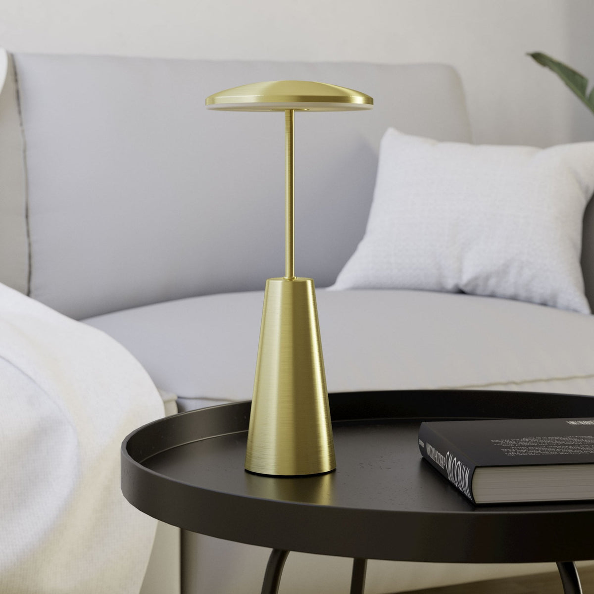 Piccola Battery Operated Rechargeable Dimmable CCT LED Table Light in Brushed Brass