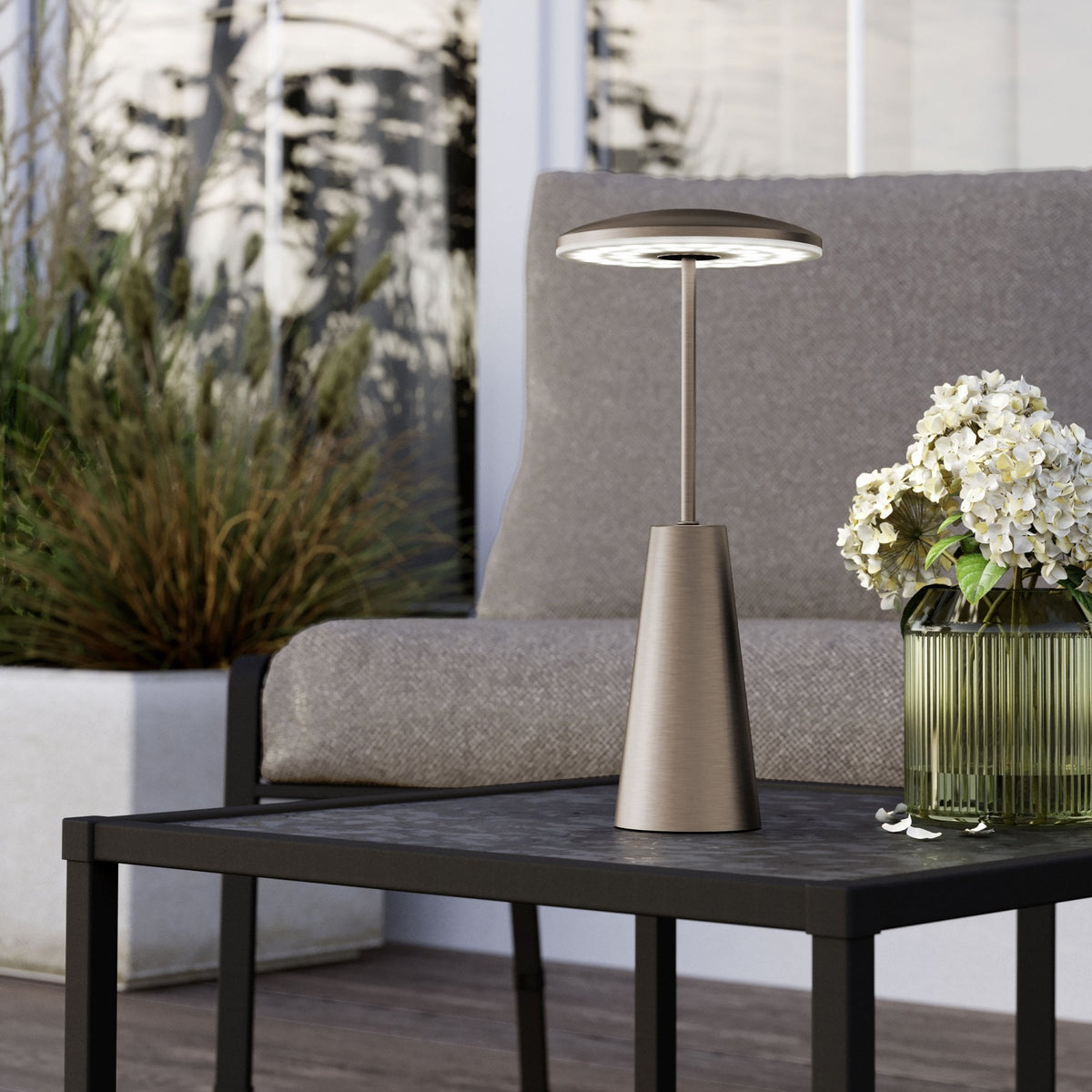 Piccola Battery Operated Rechargeable Dimmable CCT LED Table Light in Dark Bronze