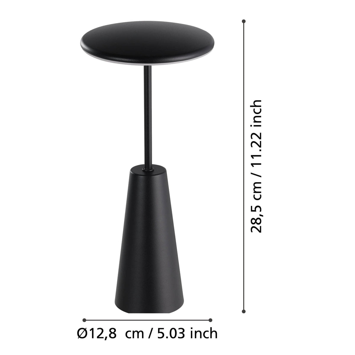 Piccola Battery Operated Rechargeable Dimmable CCT LED Table Light in Black
