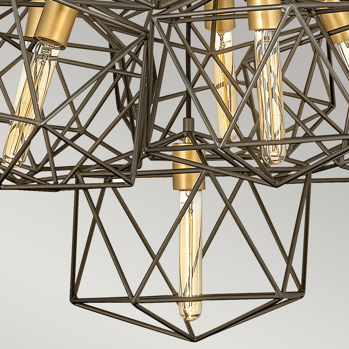 Astrid Eleven Light Cluster Pendant in Matt Bronze and Deluxe Gold